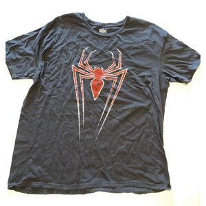Spiderman Shirt Mens‎ XXL Short Sleeve Black Graphic Crewneck Marvel